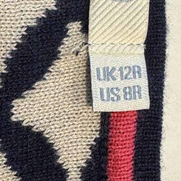 Boden Womens Knit Dress Size 8R Navy Cream Geometric Lattice Pattern Stretch - Picture 7 of 9